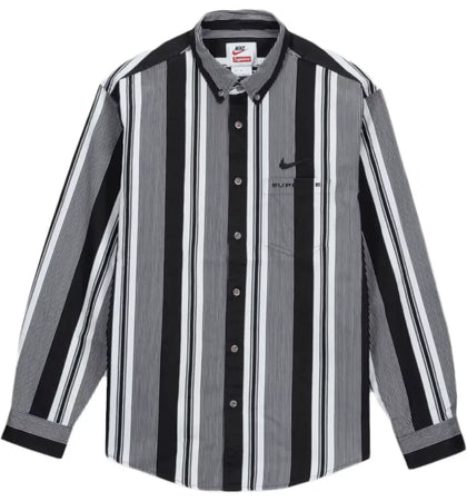 Supreme Nike Cotton Twill Shirt Black Stripe - authentic Supreme apparel