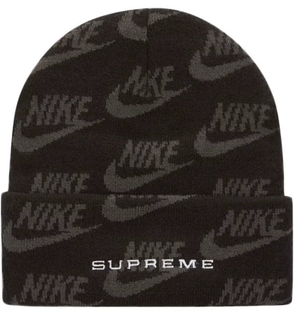 Supreme Nike Jacquard Logos Beanie Black - authentic Supreme product