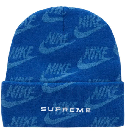 Supreme Nike Jacquard Logos Beanie Blue - authentic Supreme product