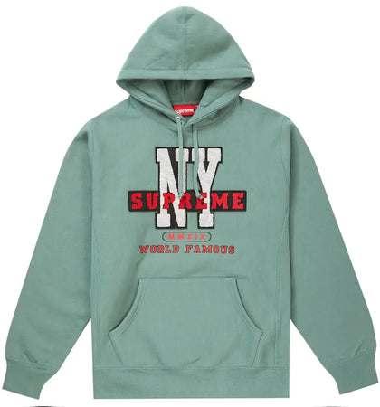 Supreme NY Hooded Sweatshirt Dusty Teal - authentic Supreme apparel