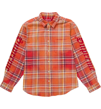 Supreme Old English Plaid Flannel Shirt Orange - authentic Supreme apparel