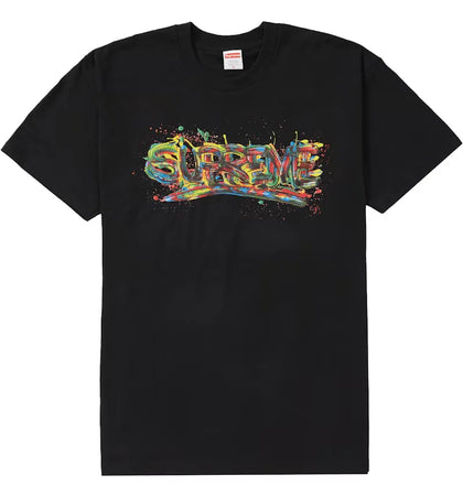Supreme Paint Logo Tee Black - authentic Supreme product