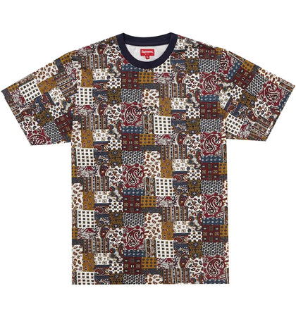 Supreme Patchwork Paisley S/S Top Dark Red - authentic Supreme product
