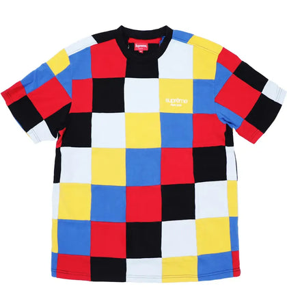 Supreme Patchwork Pique Tee Red/Yellow/Blue - authentic Supreme product