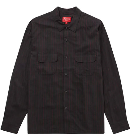 Supreme Pinstripe Linen Shirt Black - authentic Supreme apparel