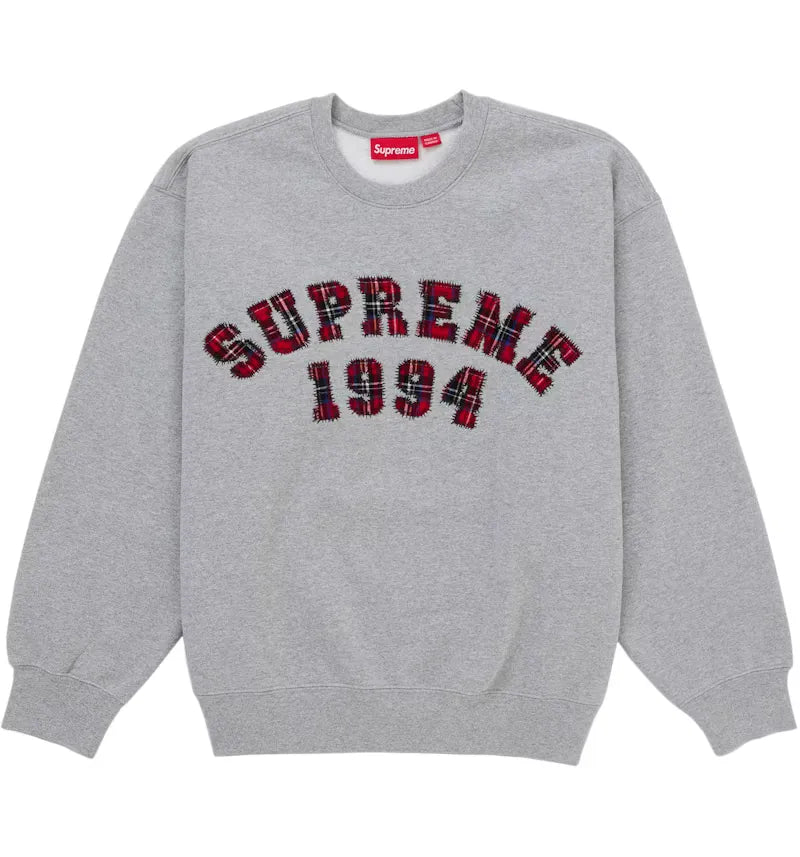 Supreme Plaid Arc Crewneck Heather Grey - vue 360