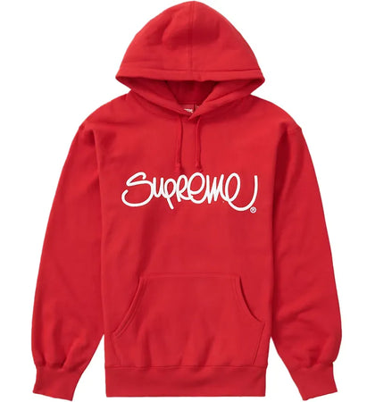 Supreme Raised Handstyle Hooded Sweatshirt Red - authentic Supreme apparel