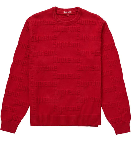 Supreme Raised Logo Sweater Red - authentic Supreme apparel