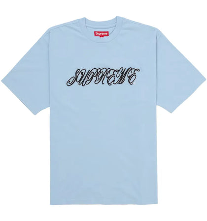 Supreme Raised Script S/S Top Light Blue - authentic Supreme product