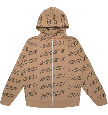 Supreme Repeat Zip Up Hooded Sweatshirt Light Brown - authentic Supreme apparel