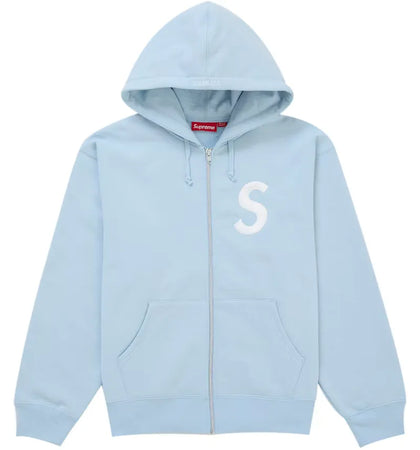 Supreme S Logo Zip Up Hooded Sweatshirt (FW25) Light Blue - authentic Supreme apparel