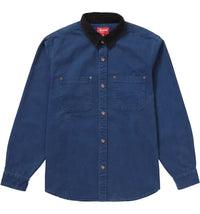 Supreme Script Canvas Snap Shirt Blue