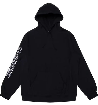 Supreme Sleeve Embroidery Hooded Sweatshirt Black - authentic Supreme apparel