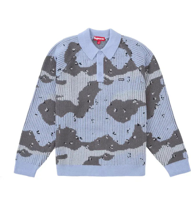 Supreme Small Box Polo Sweater (FW24) Blue Camo - vue 360