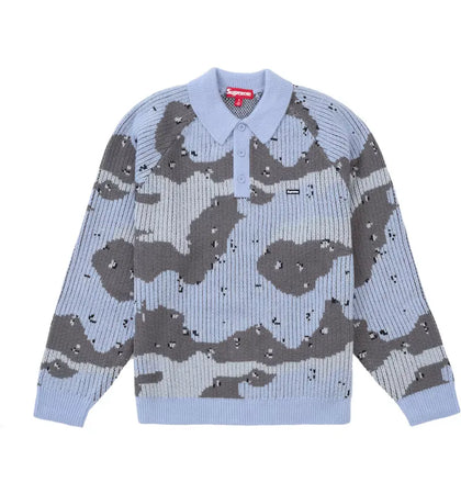 Supreme Small Box Polo Sweater (FW24) Blue Camo - authentic Supreme apparel