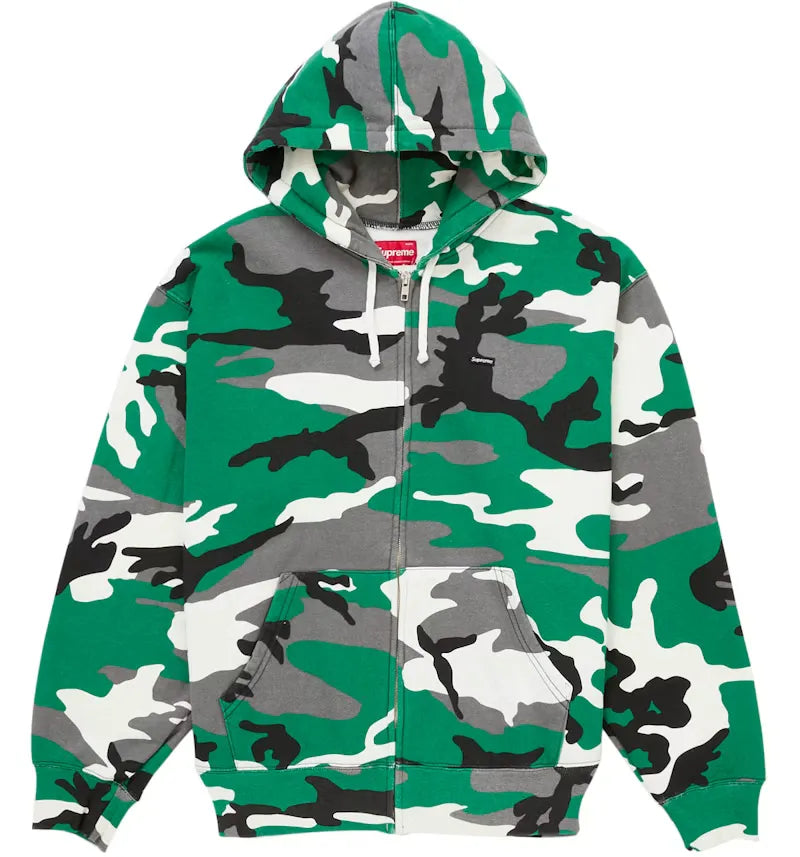 Supreme Small Box Zip Up Hooded Sweatshirt (FW25) Green Camo - vue 360