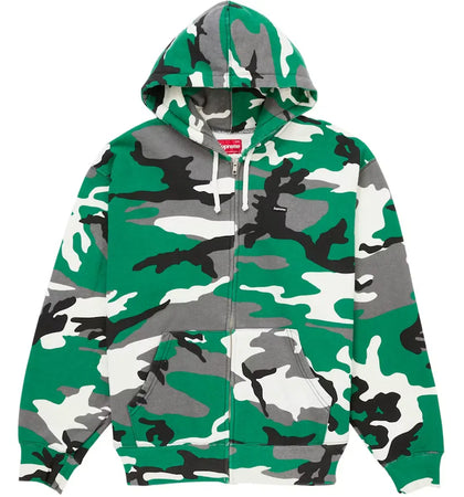 Supreme Small Box Zip Up Hooded Sweatshirt (FW25) Green Camo - authentic Supreme apparel