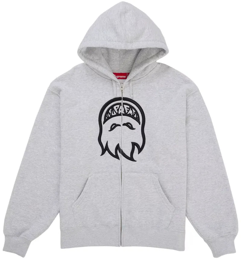 Supreme Spitfire Zip-Up Hooded Sweatshirt Heather Grey - vue 360