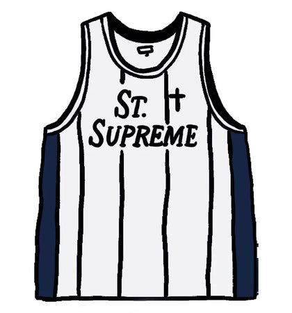 Supreme St. Supreme Basketball Jersey White - authentic Supreme apparel