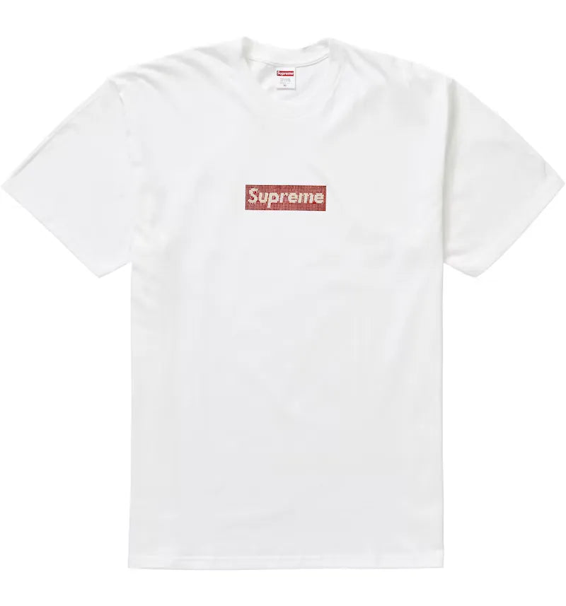 Supreme Swarovski Box Logo Tee White - vue 360