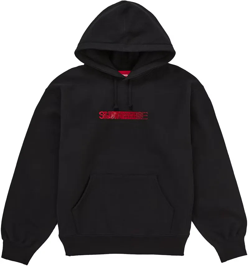 Supreme Swarovski Motion Logo Hooded Sweatshirt Black - vue 360