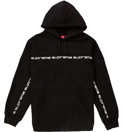 Supreme Text Stripe Hooded Sweatshirt Black - authentic Supreme apparel