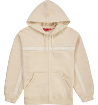 Supreme Text Stripe Zip Up Hooded Sweatshirt Natural