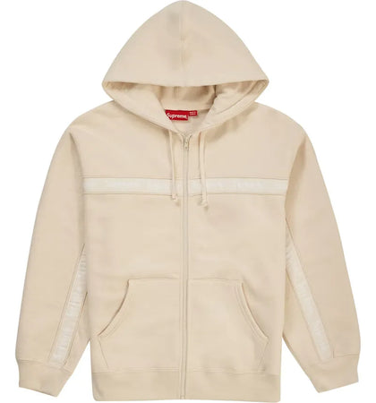 Supreme Text Stripe Zip Up Hooded Sweatshirt Natural - authentic Supreme apparel