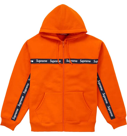 Supreme Text Stripe Zip Up Hooded Sweatshirt Orange - authentic Supreme apparel