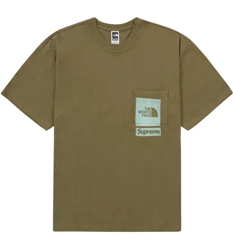 Supreme The North Face Printed Pocket Tee Olive - vue 360