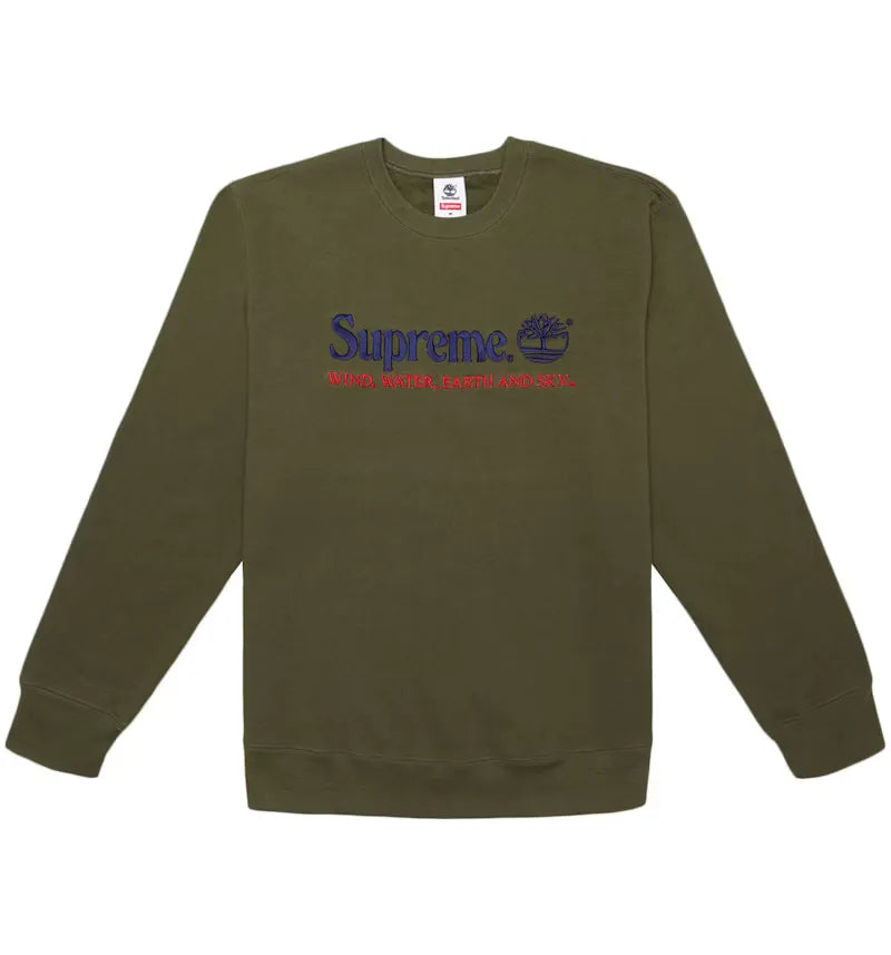 Supreme Timberland Crewneck Dark Olive - vue 360