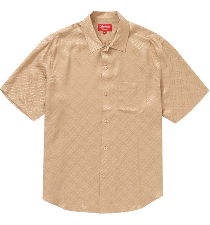 Supreme Tonal Monogram Silk S/S Shirt Tan - authentic Supreme apparel