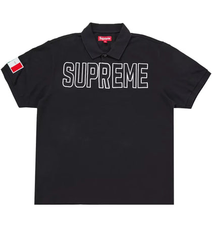 Supreme Twill Appliqué Polo Black - authentic Supreme product