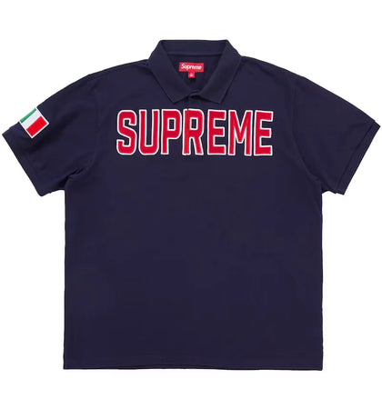 Supreme Twill Appliqué Polo Navy - authentic Supreme product