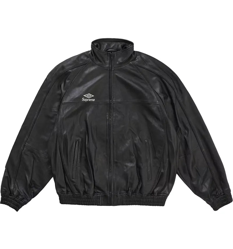 Supreme Umbro Leather Track Jacket Black - vue 360