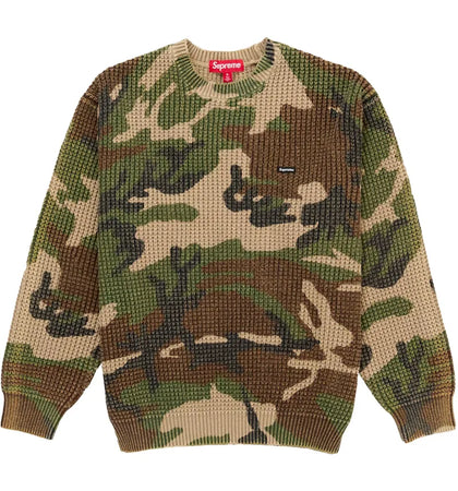 Supreme Washed Small Box Waffle Sweater Woodland Camo - authentic Supreme apparel