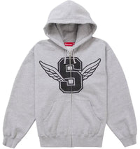 Supreme Wings Zip Up Hooded Sweatshirt Heather Grey
