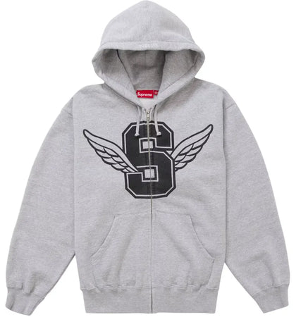 Supreme Wings Zip Up Hooded Sweatshirt Heather Grey - authentic Supreme apparel