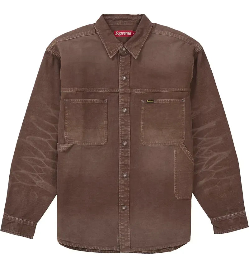 Supreme Worn Snap Painter Shirt Brown - vue 360