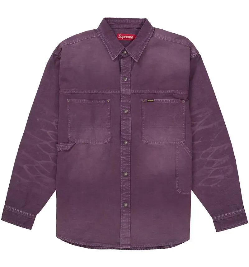 Supreme Worn Snap Painter Shirt Purple - vue 360