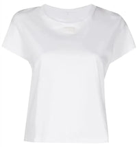 T by Alexander Wang Essential Jersey Puff Logo Shrunk Tee White