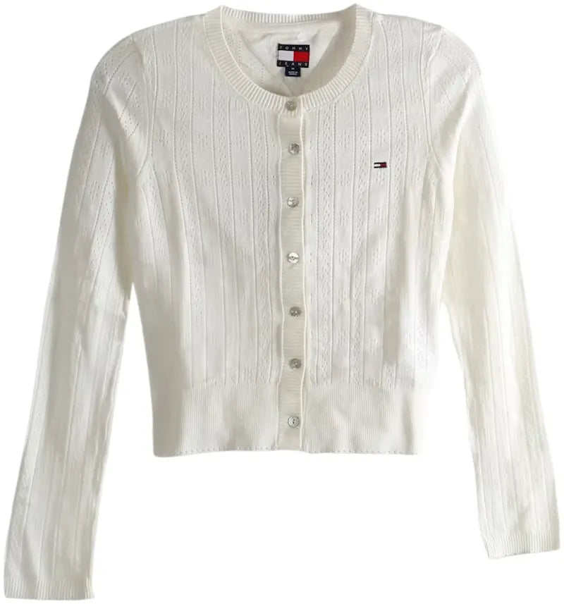 Tommy Hilfiger Women's TJW Crewneck Cardigan Green - vue 360