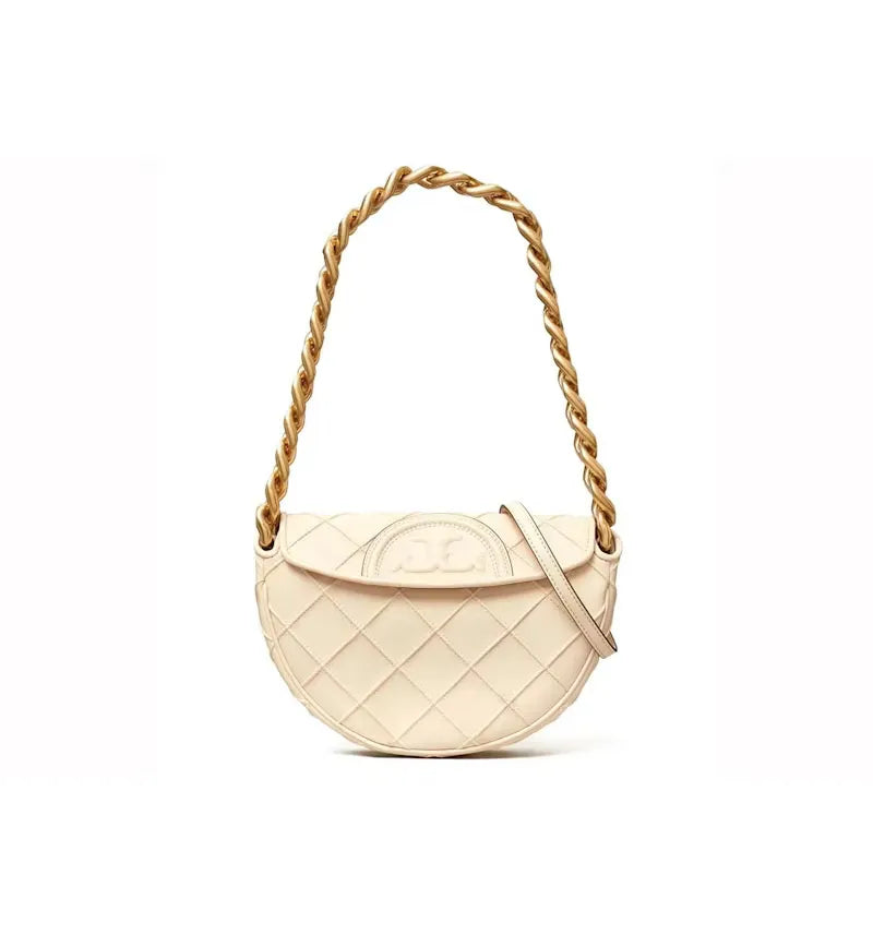 Tory Burch Mini Fleming Soft Crescent Bag New Cream - vue 360