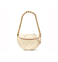 Tory Burch Mini Fleming Soft Crescent Bag New Cream
