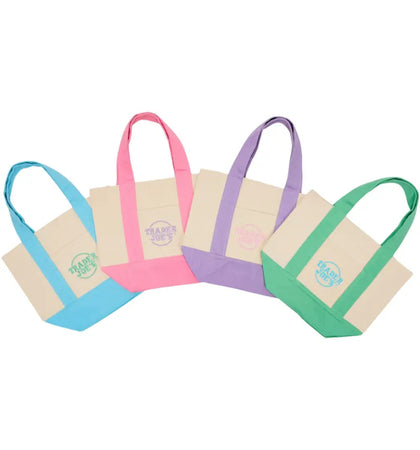 Trader Joe's Mini Canvas Tote Bag (Set of 4) Pastel - authentic Trader Joe's product
