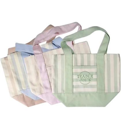 Trader Joe's Mini Canvas Tote Bag (Set of 4) Striped - authentic Trader Joe's product