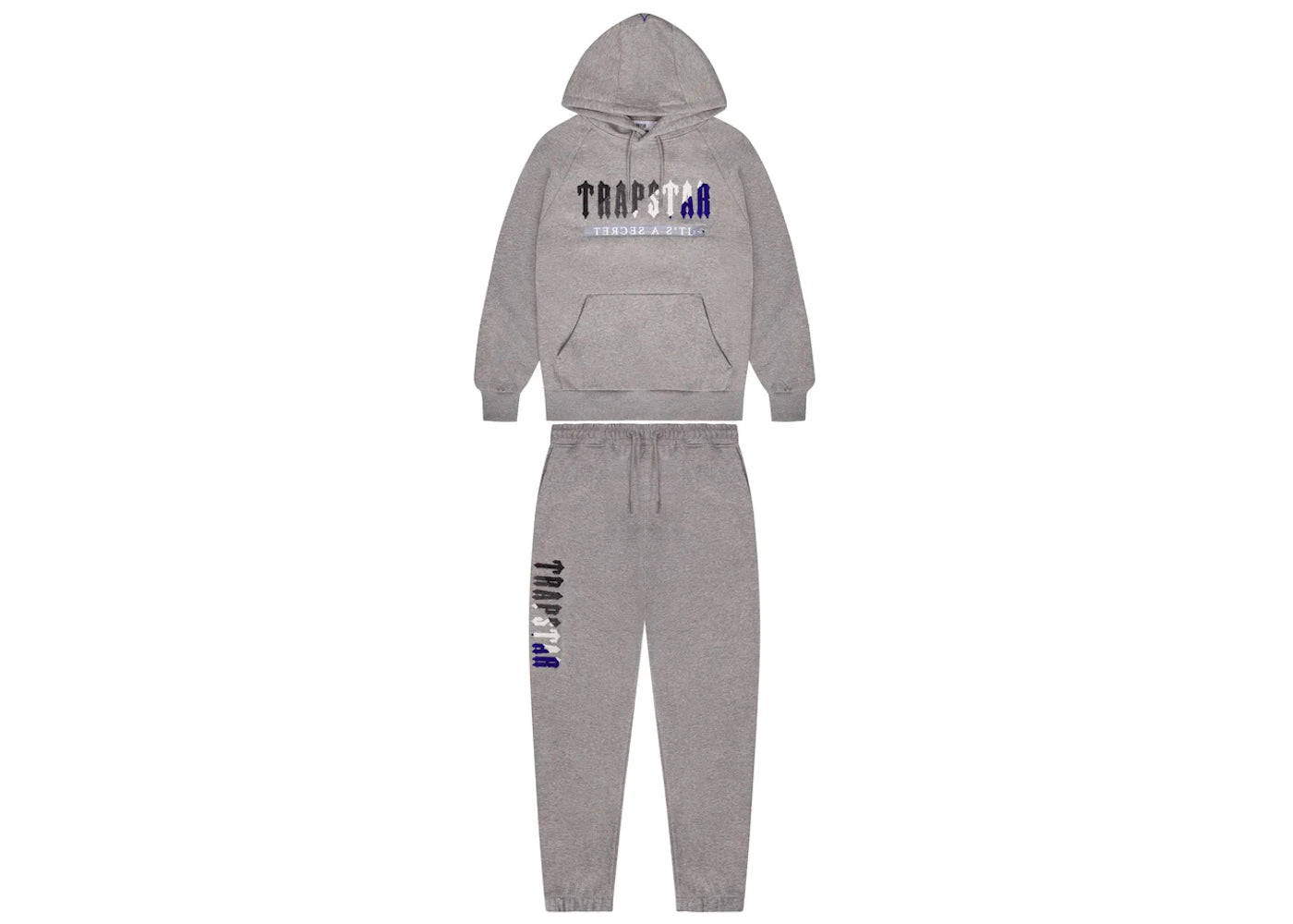 Trapstar Chenille Decoded 2.0 Hoodie Tracksuit Grey/Blue - vue secondaire A