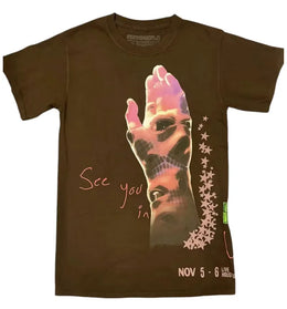 Travis Scott All Seeing Hands Tee T-Shirt Brown - authentic Travis Scott apparel