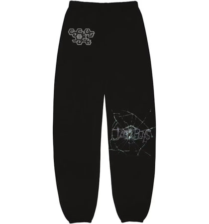 Travis Scott Jack Boys Cracked Sweatpants Black - authentic Travis Scott apparel
