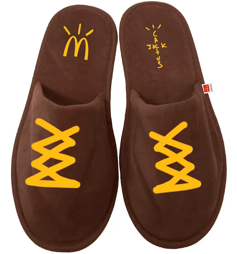 Travis Scott x McDonald's Cj House Slippers Brown - vue 360